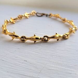 Vtg 90s bohochic surfer 14k gold filled connected dolphin links boho bracelet
